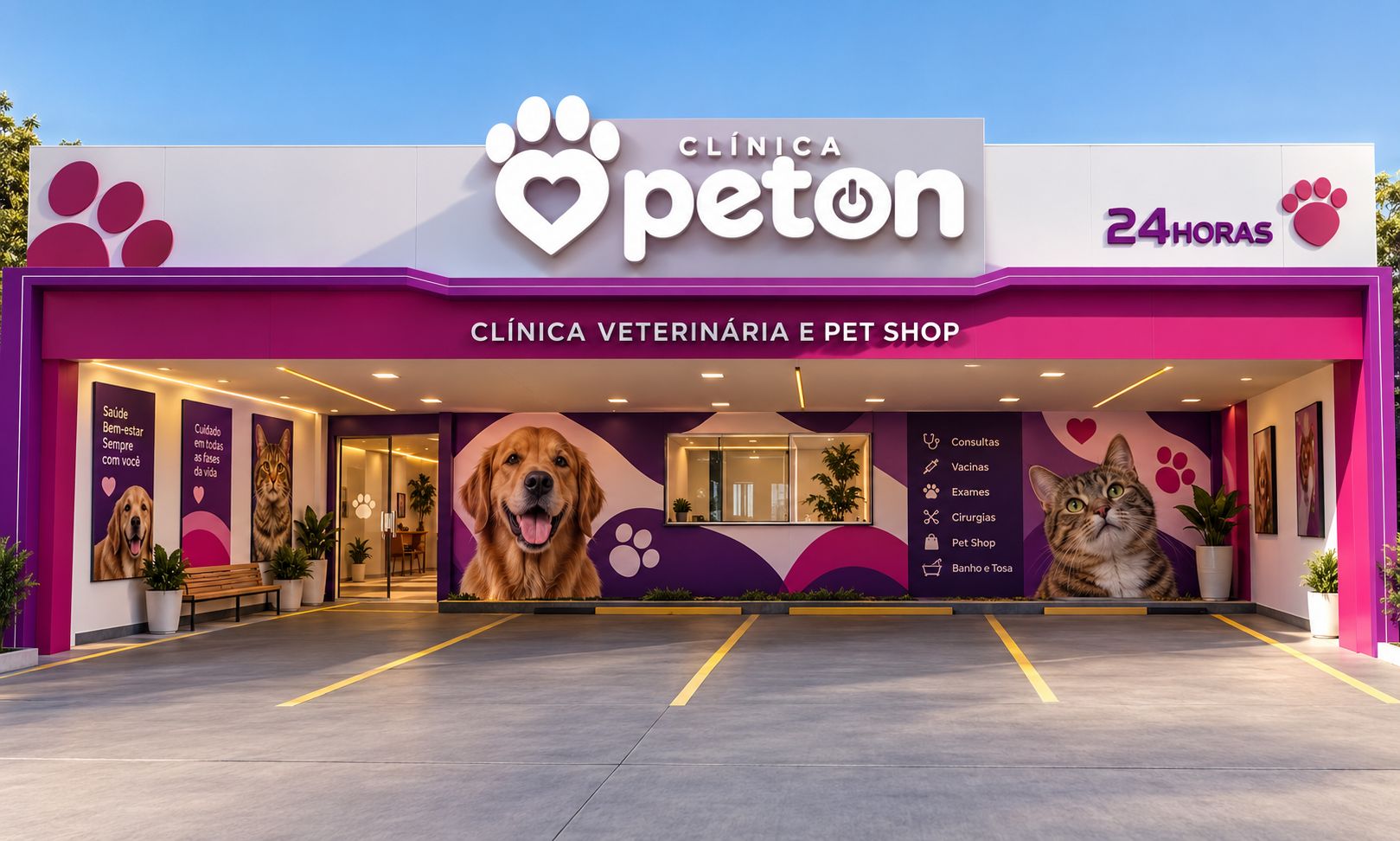 Fachada da Clínica Peton, aberta 24 horas